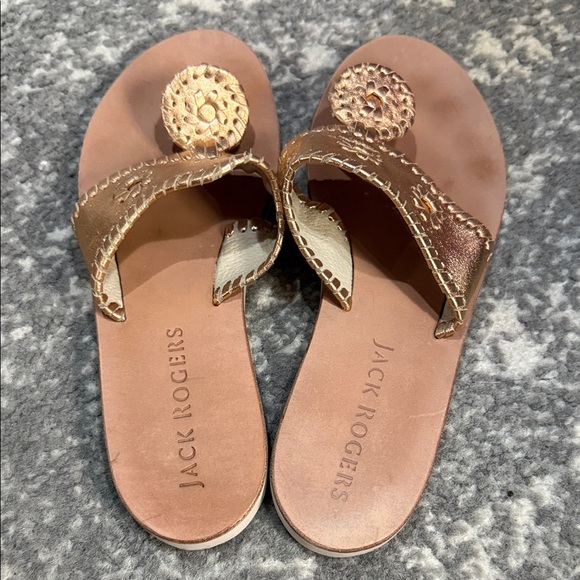 Jack Rogers Metallic Bronze  Leather Sandals - Picture 2 of 4